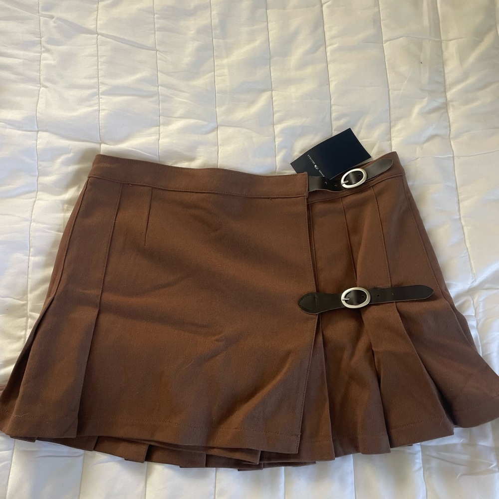 Brandy Melville Brown Skater Skirt with Buckle